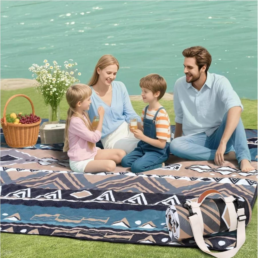 Genovega Waterproof Picnic Blanket - Extra Large Foldable Outdoor Mat for Beach, Camping, Park, Lawn & Concert, Travel Essential Gift