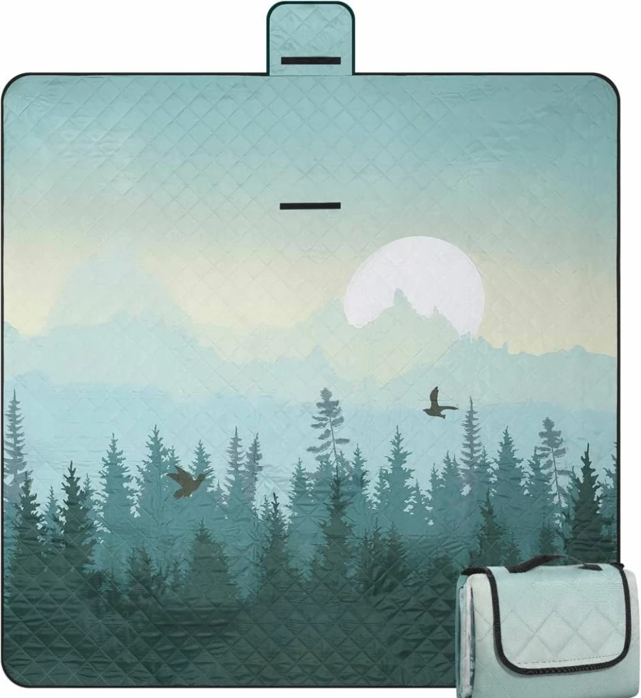 Leisuremix Waterproof Picnic Blanket Extra Large 79"x79" - Sandproof Outdoor Beach Blanket for 6-8 Adults, Portable Oxford 210D Grass Mat for Camping, Parks & Morning Forest Adventures