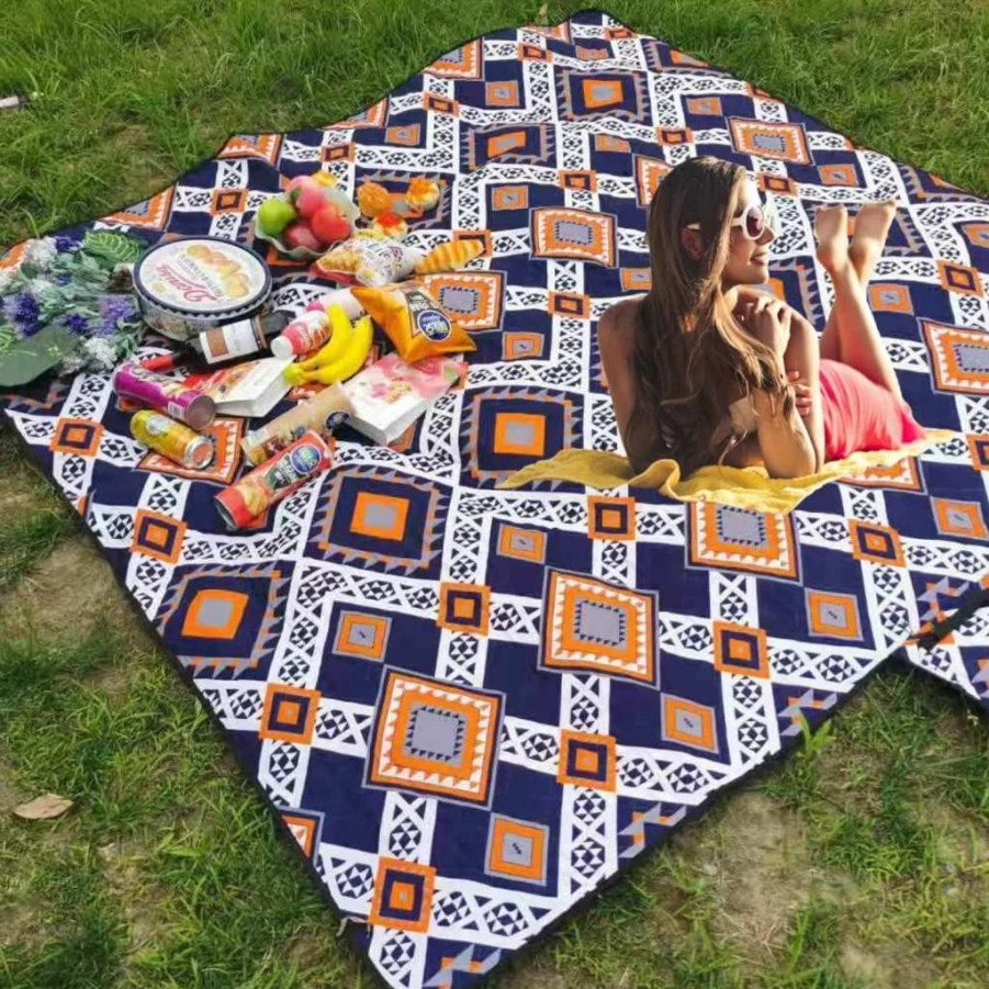 AHIGCA Waterproof Outdoor Picnic Blanket 79''X79'' Sandproof Beach Mat Foldable for Camping, Park, Travel, and Grass - Extra Large Portable Ground Cover
