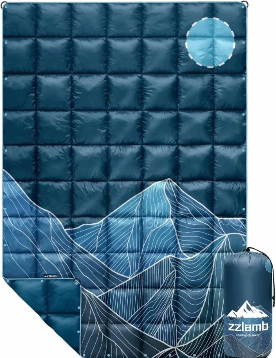 Zzlamb Portable Camping Blanket - Lightweight, Windproof, Warm Down Alternative for Outdoor Travel, Picnic, Beach, Backpacking, and RV