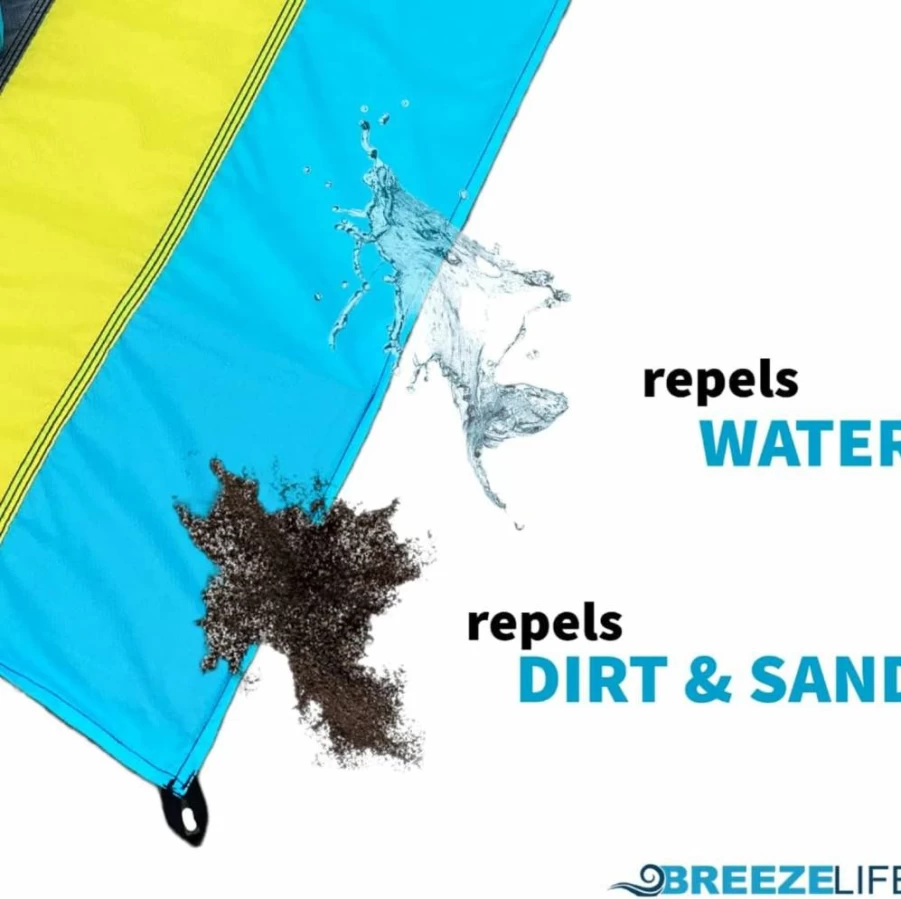Breeze Life Large Outdoor Blanket 83"x79" - Waterproof, Sandproof Picnic & Beach Blanket for Camping, Park, Festivals, Pets - Portable Lightweight with Travel Bag