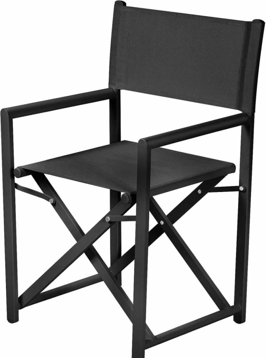 Outogether Aluminum Folding Director's Chair - Portable Camping Chair for Indoor & Outdoor Use in Patio, Backyard, Picnic, Balcony, Living Room (Black)