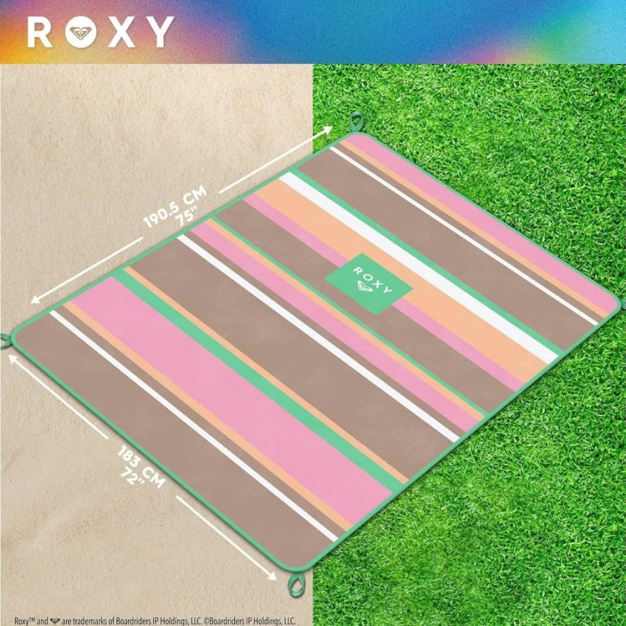 Roxy Large Waterproof Sand-Free Beach Mat - Lightweight, Quick-Dry Picnic Blanket for Camping, Park & Travel, Fits 4-6 People, Foldable & Durable Outdoor Mat