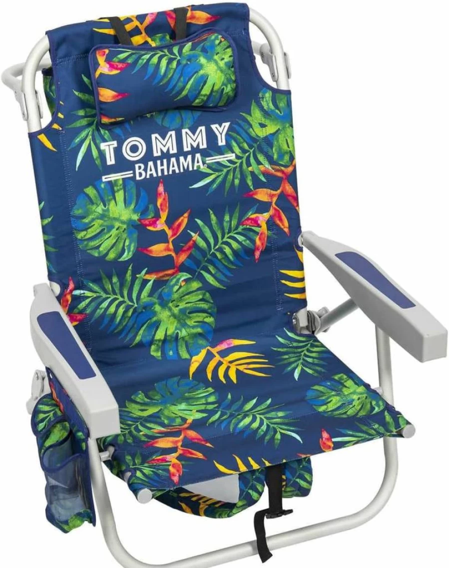 Tommy Bahama Green Stripes 5-Position Adjustable Beach Chair for Ultimate Comfort