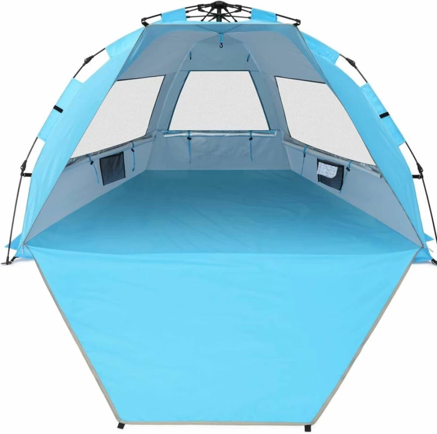 G4Free 3-4 Person Pop Up Beach Tent with UPF 50+ Sun Protection, Lightweight Portable Sun Shelter for Family, Easy Setup Cabana Canopy in Lake-Blue