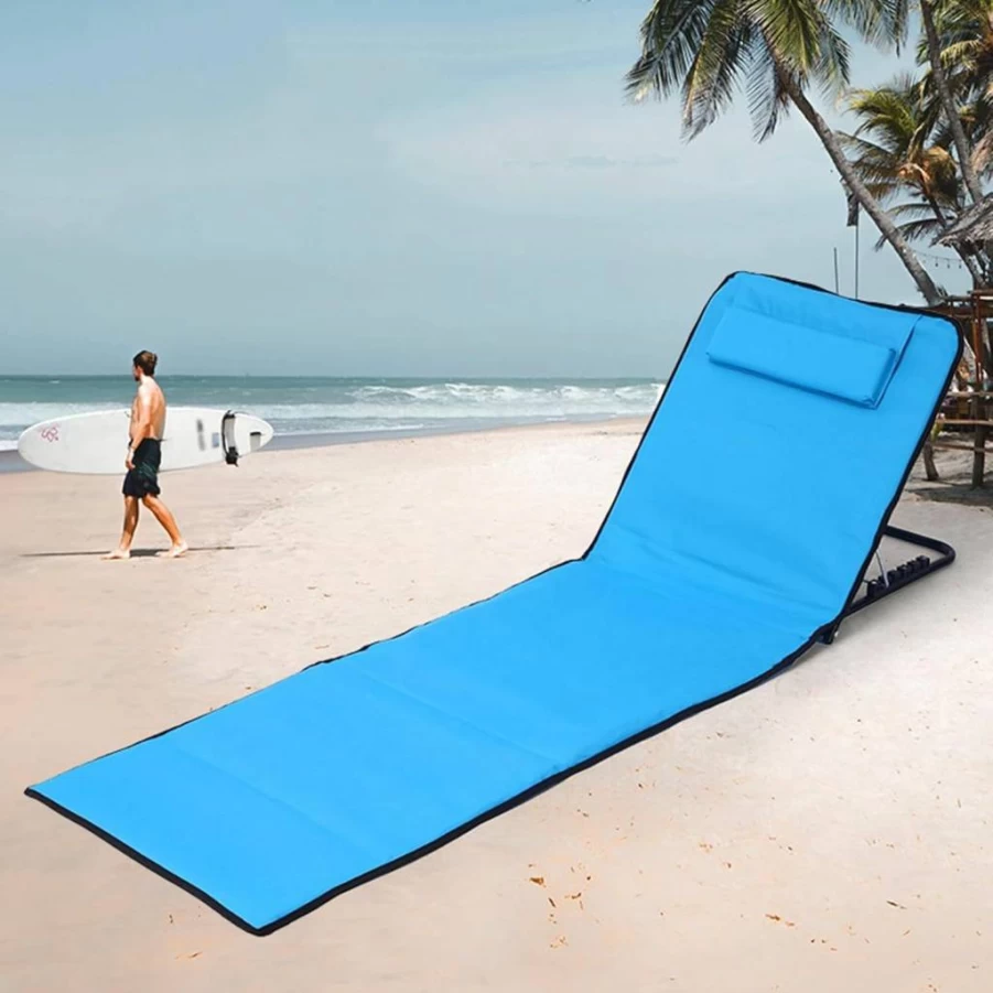 2 Pcs Vivicicipran Adjustable Beach Lounge Chair - Lightweight Folding Tanning Chair with 5-Position Backrest for Outdoor, Camping & Sunbathing