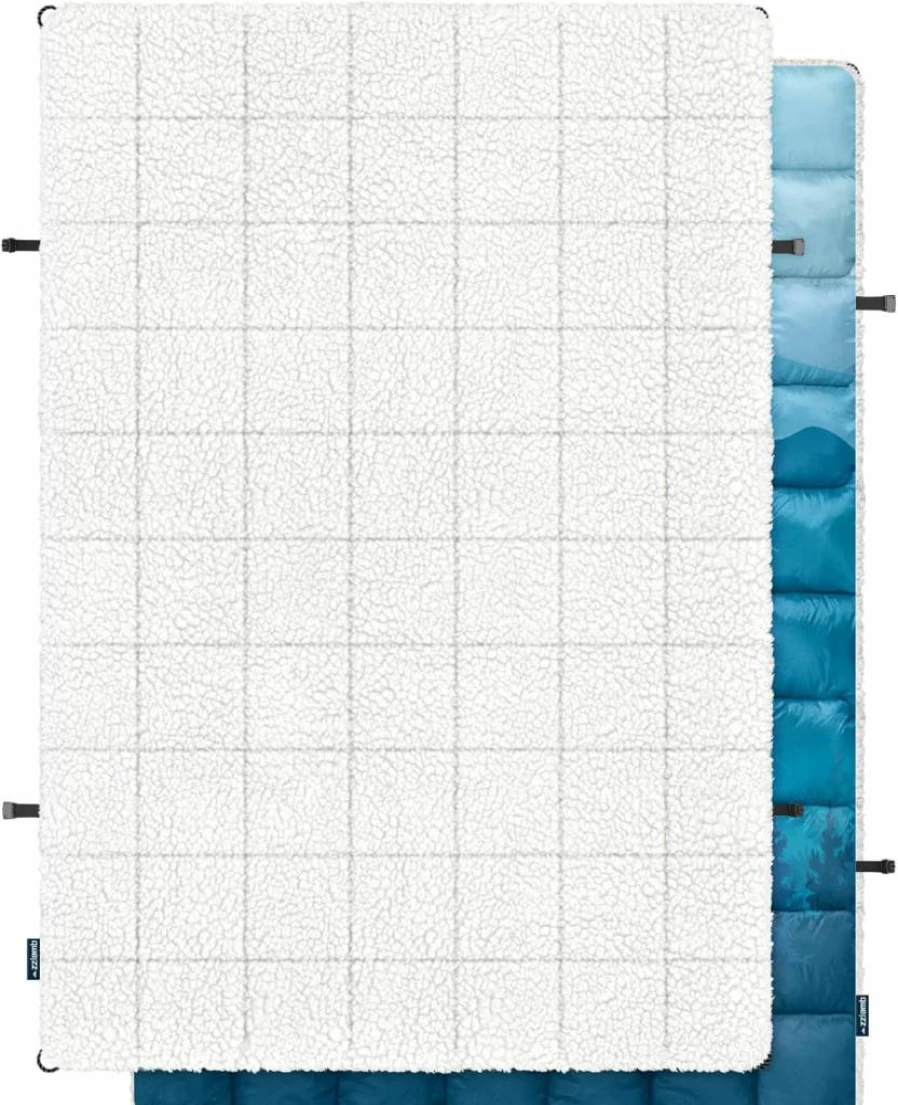 Zzlamb Sherpa-Lined Camping Blanket - 52x75 Inch Portable, Wearable Fleece Blanket for Outdoor, Travel, Backpacking, Picnics, Beach & Stadium - Warm Packable Camp Quilt for Cold Weather