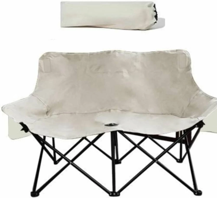 WEIDPHL Double Moon Chair - Portable Folding Outdoor Chair with Carrying Bag, Sand Yellow Camping Chair for Beach, Garden, Picnics, Fishing & Backpacking