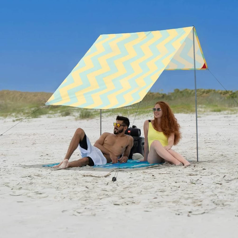 Red Suricata Akumal Beach Tent - UPF 50+ Sun Shelter for 1-2 People, Lightweight Portable Sun Shade with Aluminum Poles & Ground Anchors, Compact Beach Canopy for Sun Protection