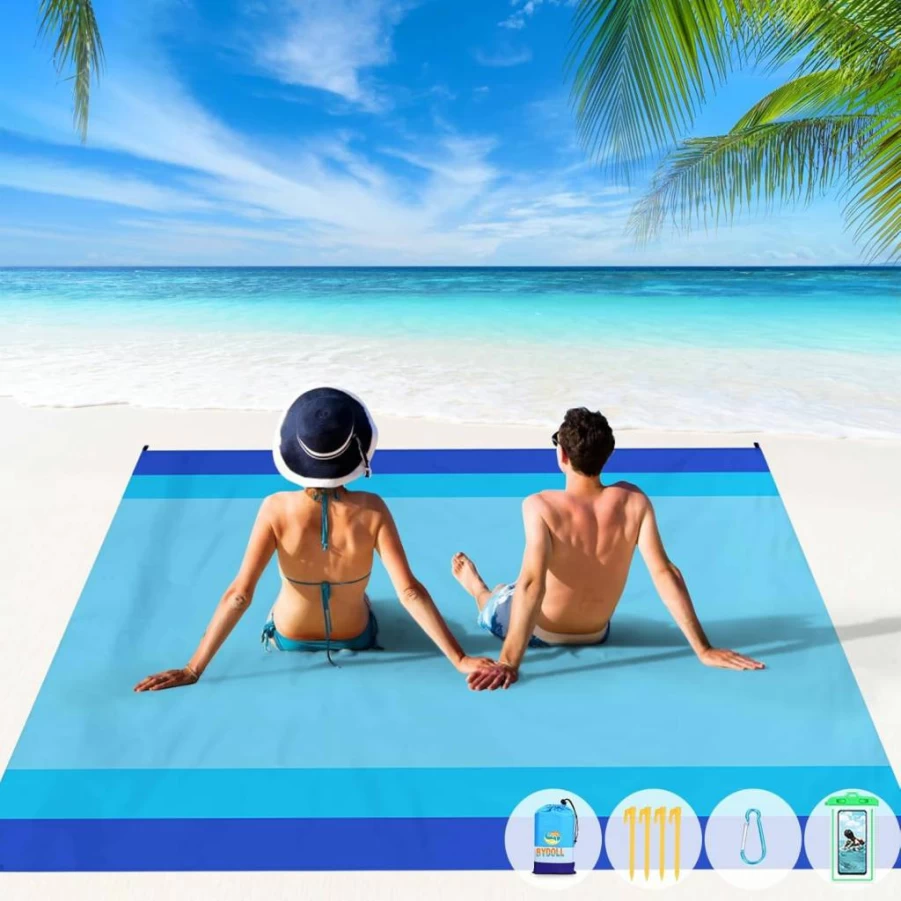 BYDOLL Oversized Beach Blanket 78x81 Inches - Waterproof, Sandproof, Lightweight Picnic Mat for 4-7 Adults, Perfect for Travel, Camping & Outdoor Activities