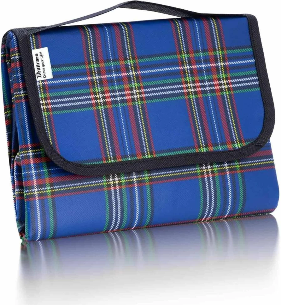 BRILLIRARE Sandproof Waterproof Beach Blanket - 55"x40" Oversized Portable Picnic Mat for Camping, Park, Travel, Concerts (Blue)
