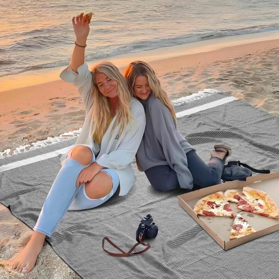 Genovega Oversized Turkish Beach Blanket - Extra Large, Lightweight, Sandproof & Quick Dry Cotton Towel for Pool, Sand, Cruise - Summer Vacation Essential Gift