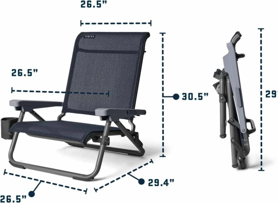 YETI Hondo Reclining Beach Chair - Breathable, UV-Resistant, 350 lbs Capacity, Lightweight & Portable, Seafoam Green, Outdoor Lounge Chair for Beach, Pool, Camping