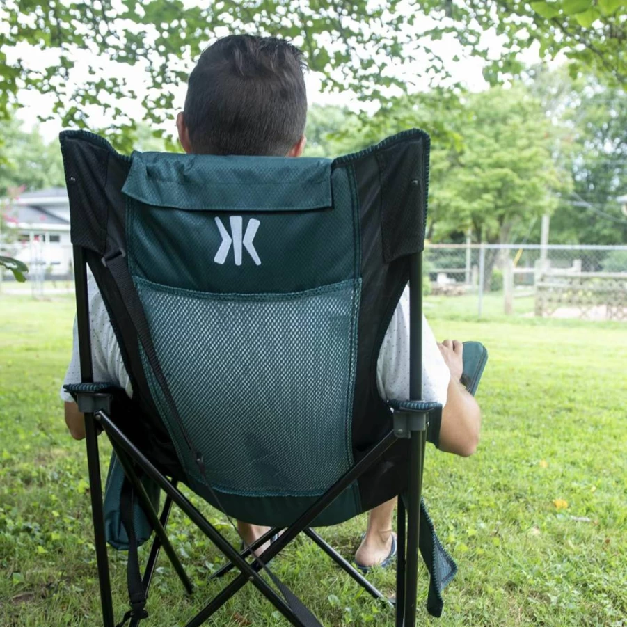 Kijaro Portable Folding Camping Chair with Cup Holder, Side Pocket & Detachable Pillow for Outdoor Comfort