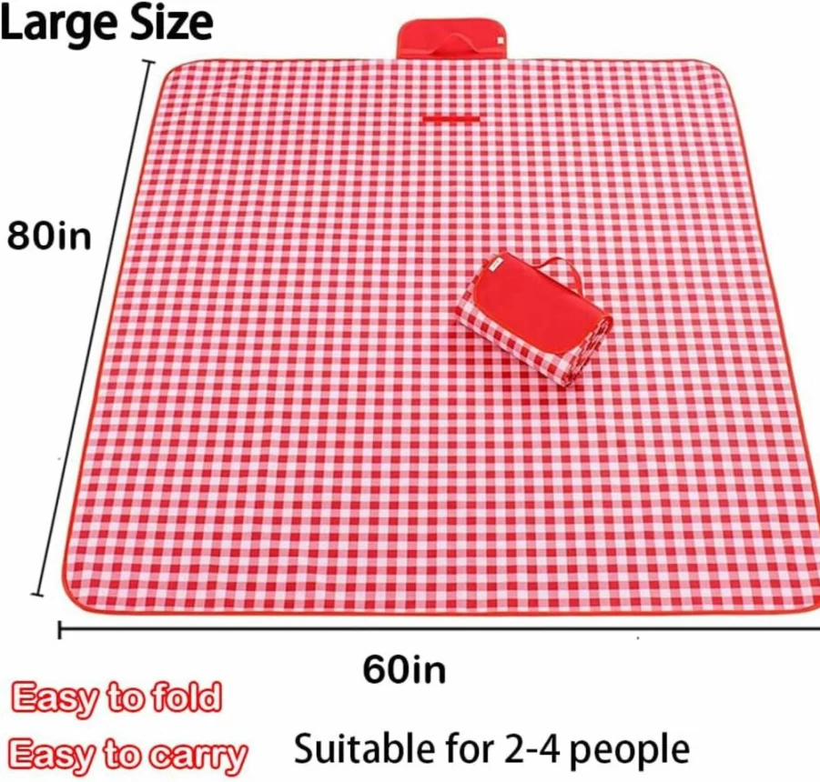 Lchkrep 80"x60" Waterproof Sandproof Picnic Blanket for Beach, Camping, Park - Portable Outdoor Travel Mat for Family, Hiking, Music Festivals