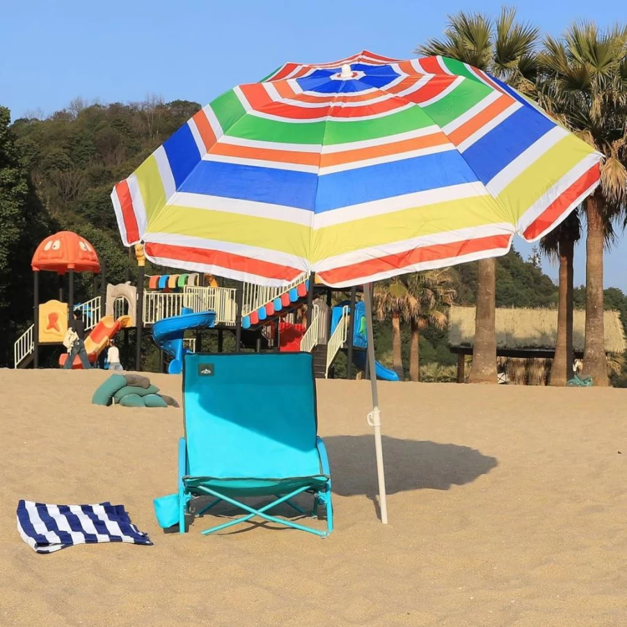 Northroad Folding Beach Chair Set with UV Umbrella, Low Profile Camping Chair & Sand-Resistant Beach Towel for Outdoor, Pool & Travel - Lightweight & Portable, Orange
