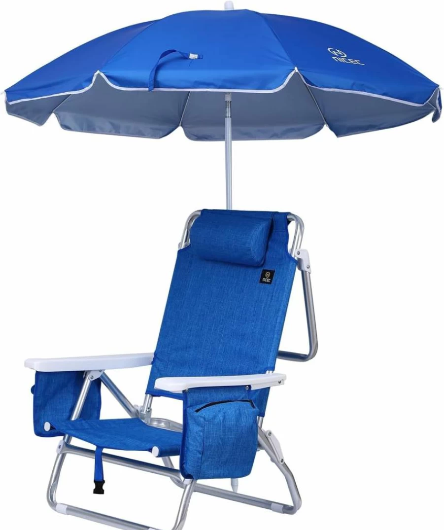 Nice C All-in-One Portable Backpack Beach Chair with Built-In Cooler, Umbrella & Cup Holder for Outdoor Camping, BBQ, Travel & Picnic