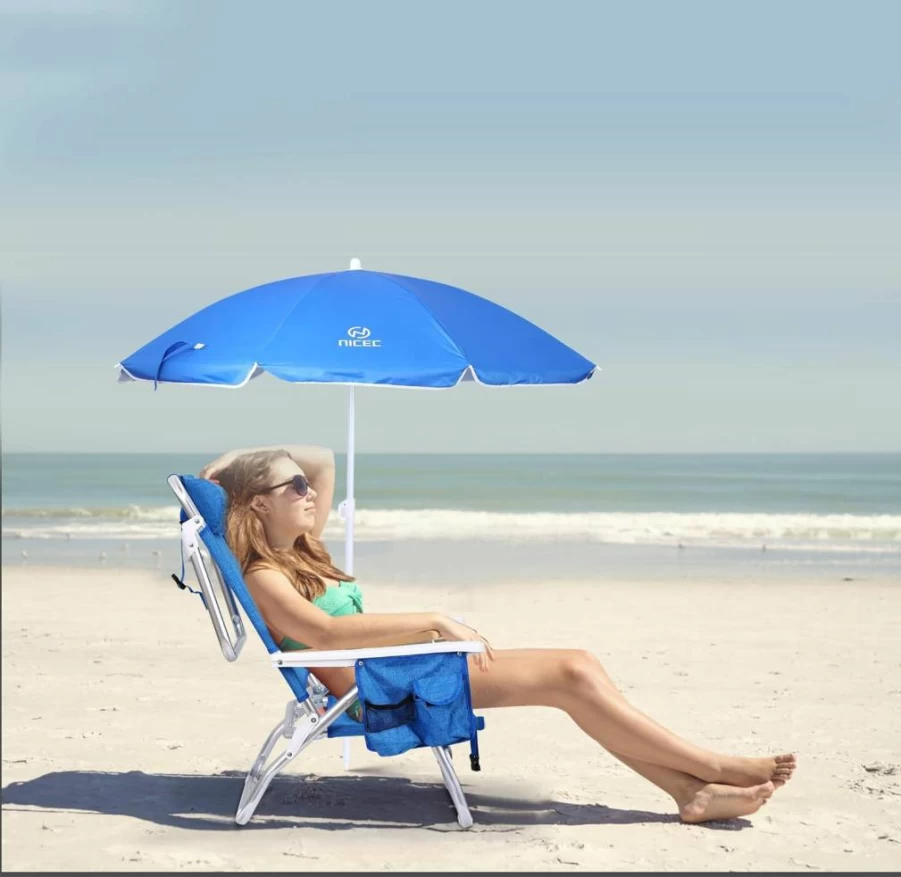Nice C All-in-One Portable Backpack Beach Chair with Built-In Cooler, Umbrella & Cup Holder for Outdoor Camping, BBQ, Travel & Picnic