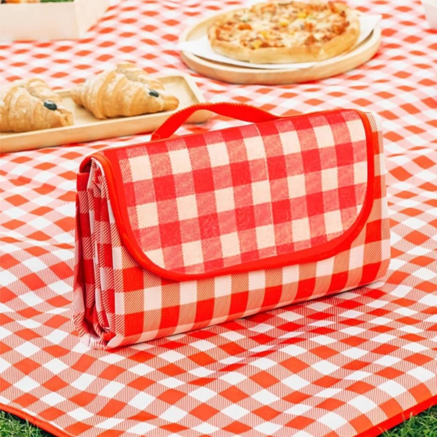 Couleurs Waterproof Picnic Mat - Portable, Foldable Outdoor Mat for Camping, Beach, Hiking, Travel & Parties with Carry Straps (Red)