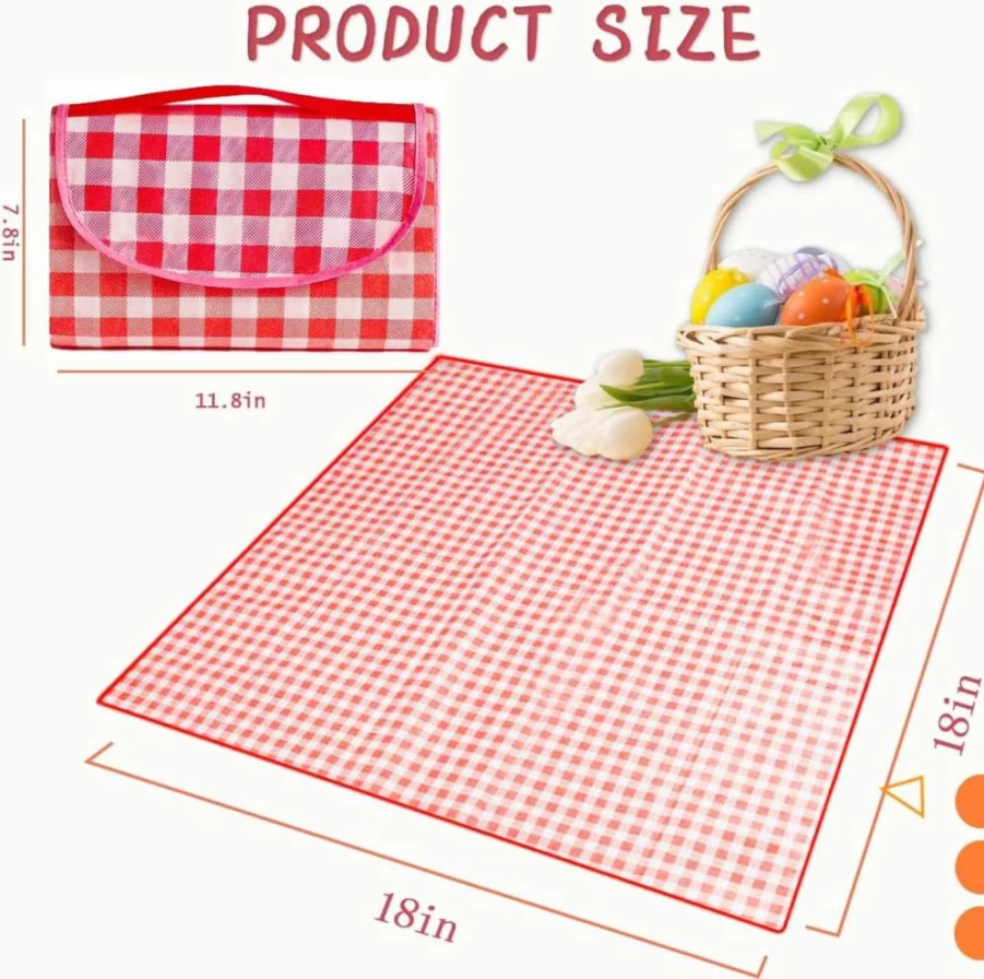 Couleurs Waterproof Picnic Mat - Portable, Foldable Outdoor Mat for Camping, Beach, Hiking, Travel & Parties with Carry Straps (Red)