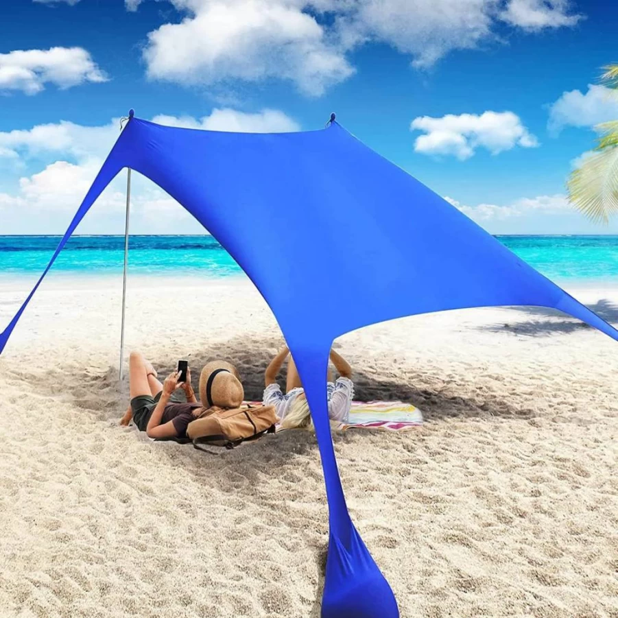 YUEWO UPF 50+ Beach Canopy Tent – Portable Sun Shelter with Sandbags, Windproof Poles & Anti-Wind Ropes for Camping, Picnics, Backyard, and Outdoor Activities