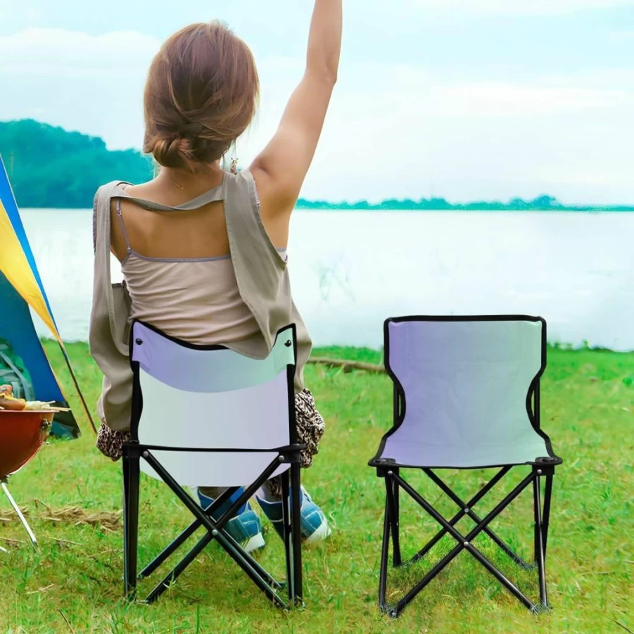 J JOYSAY Portable Camping Chair - Lightweight Folding Outdoor Chair for Adults, Beach, Hiking, and Travel - Sand Strike Gradient Design