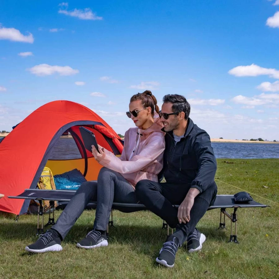KingCamp High Back Folding Beach Chair with Compact Portable Camping Cot and Tent for Outdoor Relaxation