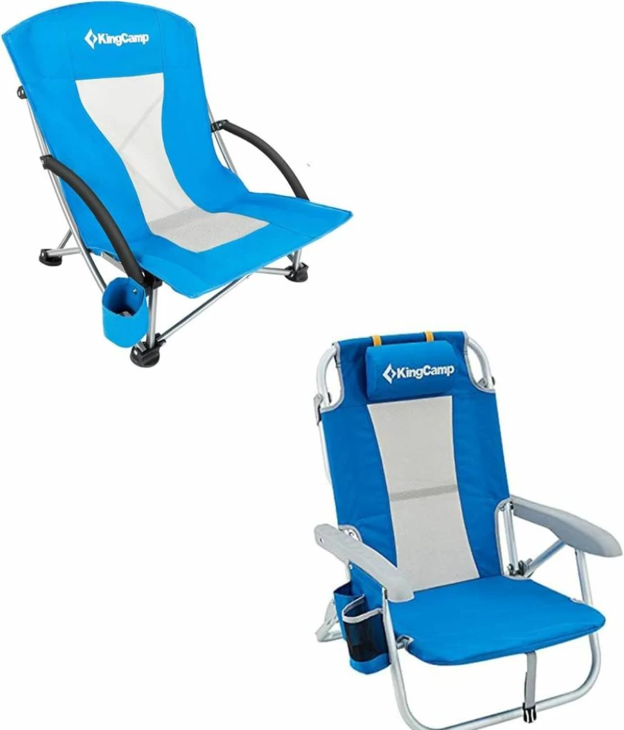 KingCamp Heavy Duty Folding Beach Chair - 2 Pack Portable Camping Chairs for Adults, 300Lbs Capacity, Lightweight Backpack Design for Outdoor, Lawn, Concert & Travel Gear