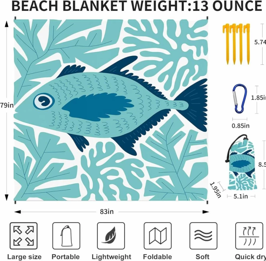 WTVIDAS Extra Large Waterproof Beach Blanket 108"x82" - Sandproof, Quick Dry, Lightweight for Family Camping, Picnic & Travel | Durable Outdoor Essentials for 1-6 Adults