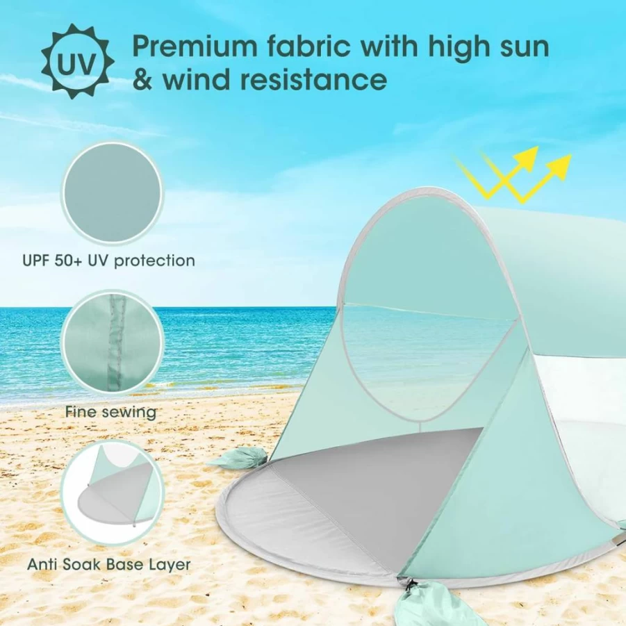 ISILER Pop Up Beach Tent - Portable Sun Shelter with UPF 50+ Protection, Windproof Waterproof Baby Canopy for Outdoor, Easy Setup Travel Tent