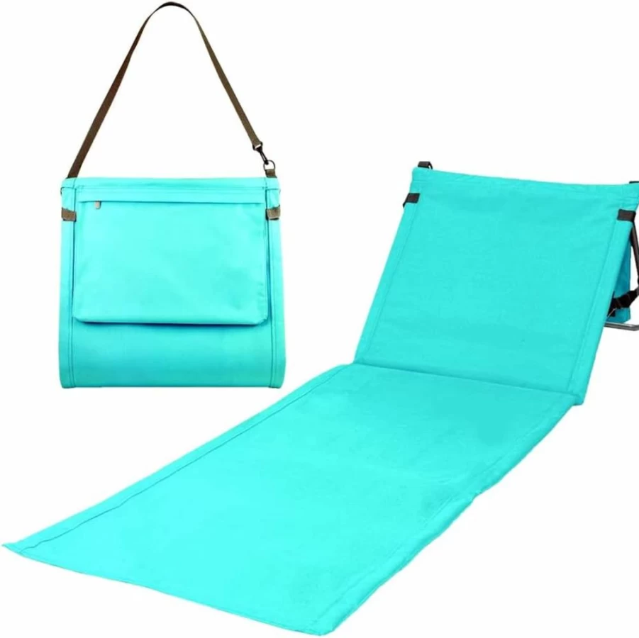 Bo Toys Portable Beach Mat Lounge Chair & Tote Bag - Lightweight, Foldable, Water-Resistant Blue Outdoor Relaxation Gear for Travel & Picnic
