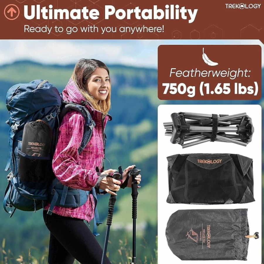 TREKOLOGY Yizi Lite Ultralight Portable Camping Chair with Sand Mat – Compact Foldable Outdoor Chair for Beach, Hiking & Travel