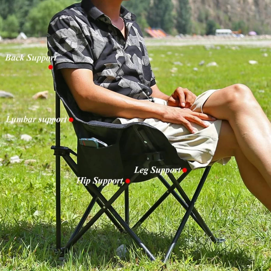 Portable Folding Beach Chair with Backpack & Side Pocket for Adults - Lightweight Sand Chair for Outdoor Camping, Hiking, Travel, Fishing, Picnics & Lawn Relaxation