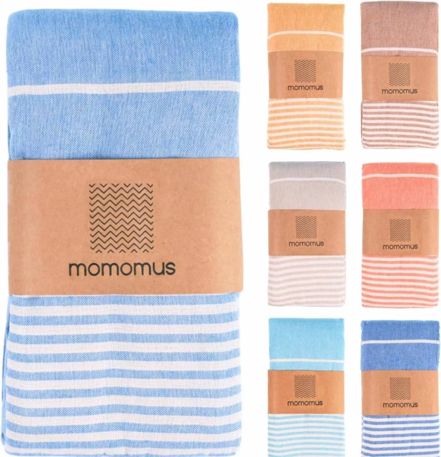 MOMOMUS Oversized 100% Cotton Turkish Beach Towel - Sandproof, Extra Large 83x94 Inch Beach Blanket for Outdoor Picnic, Swimming & Sunbathing (Brown)