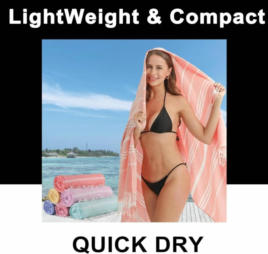 Antfuny Oversized Turkish Beach Towel - Extra Large, Quick Dry, Sand Free, Lightweight & Compact for Pool, Swim, and Vacation Essentials