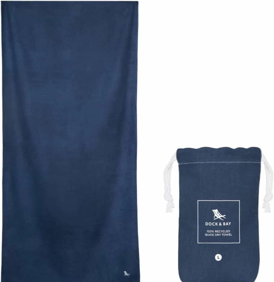 Dock & Bay Quick Dry Sand Free Beach Towel - Large 160x90cm, Compact Lightweight & 100% Recycled with Travel Bag - Perfect for Summer, Pool & Travel