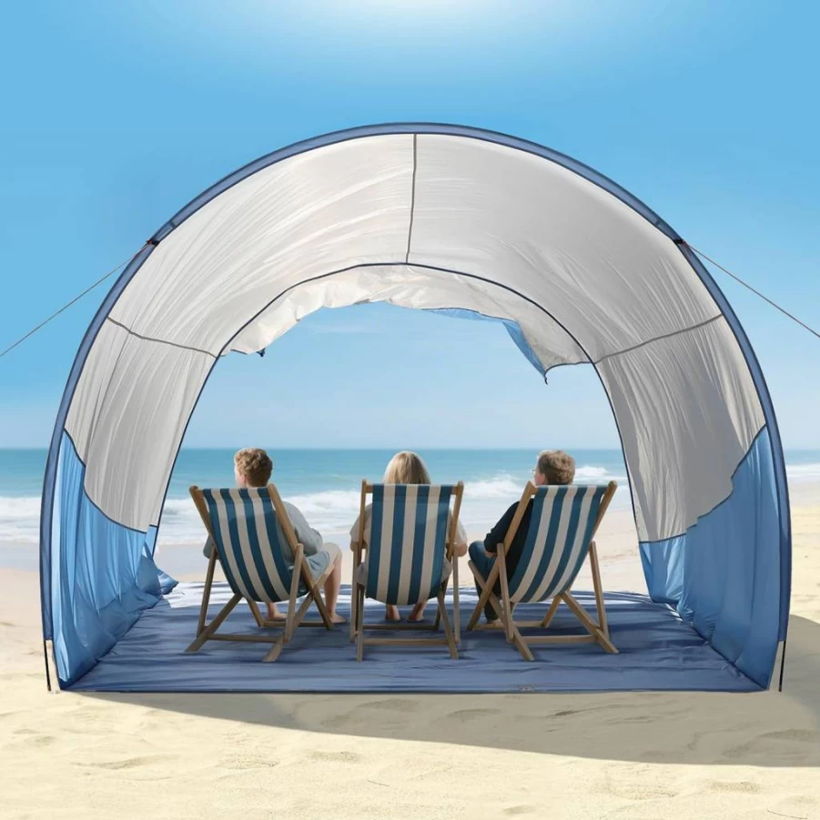 OUTELY Beach Tent Sun Shelter - UPF50+ Portable Canopy, Easy One-Person Setup, Wind-Resistant with Sandbags, 7.5ft Tall Shade for 3-6 People