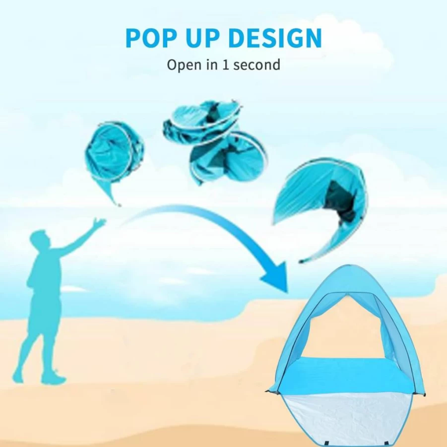 Kratax Automatic Pop Up Beach Tent - Instant Sun Shelter with UPF 50+ for Outdoor Camping, Hiking, Picnic - Portable Canopy for Adults, Kids, Baby