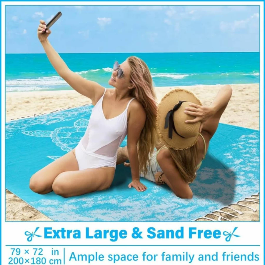 Vikumond Oversized Turkish Beach Towel - Extra Large Cotton Sandproof Blanket for Adults, Boho Woven Throw for Picnic, Camping & Gifts (Teal)