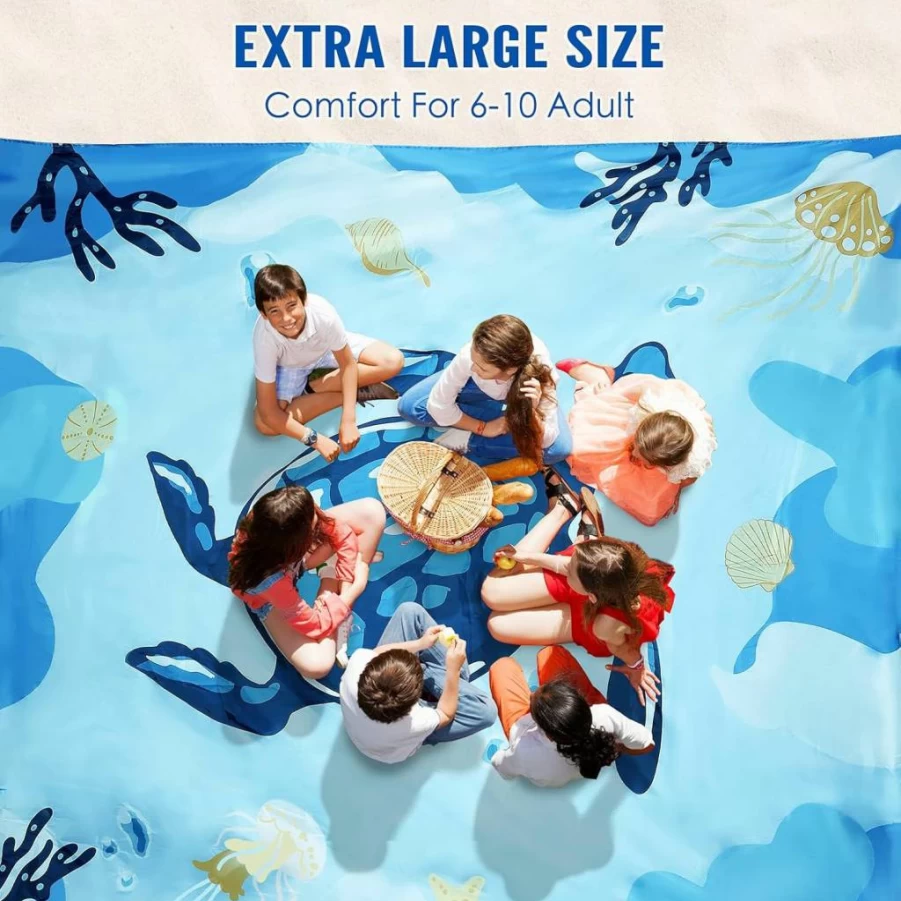 Masso Waterproof Sandproof Beach Blanket 10'X9' - Extra Large Quick Dry Outdoor Picnic Mat for Camping, Travel & Hiking - Fits 10 People