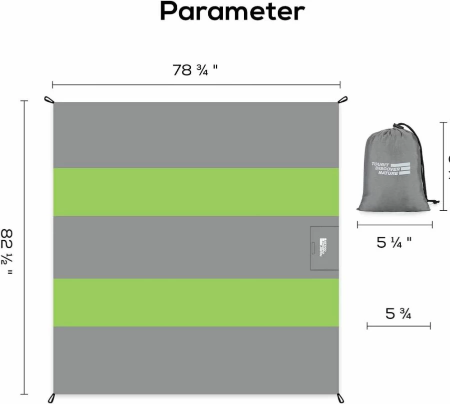 TOURIT Sandproof Waterproof Beach Blanket 83x79 Inch - Lightweight Portable Picnic Mat with Pocket & Stakes for 4-7 Adults, Outdoor Travel Camping Hiking Family Blanket