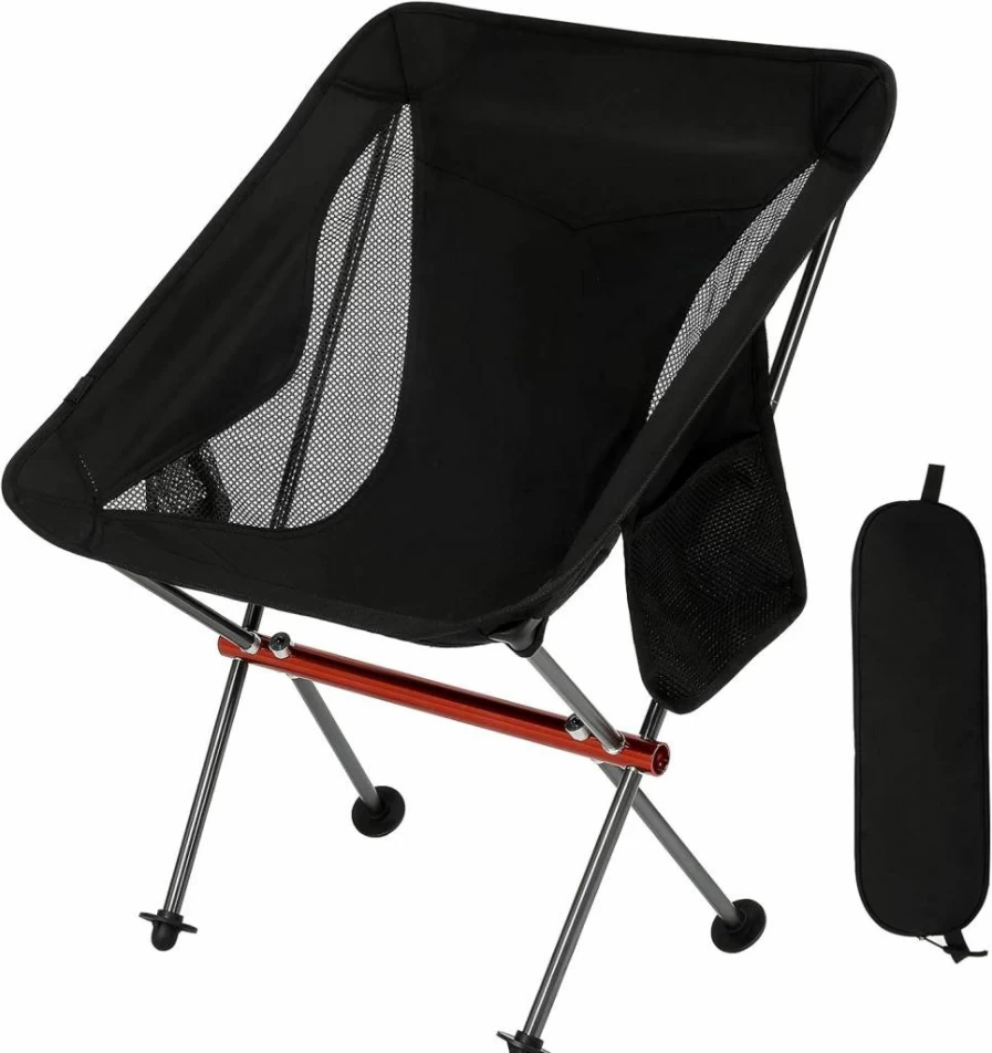 SHALLWE Ultralight Portable Camping Chair - 300Lbs Capacity, Aviation Aluminum Frame, Compact Folding Design with Storage Bag for Outdoor, Beach, BBQ, Hiking, and Lawn Activities