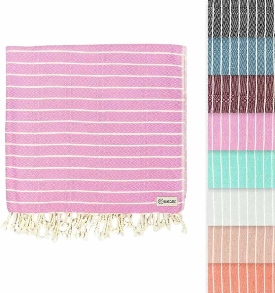 Sand Cloud Turkish Beach Towel - 100% Organic, Quick Dry, Sand Proof - Premium Bath & Picnic Blanket - Shark Tank Featured - Gocek Coral Design