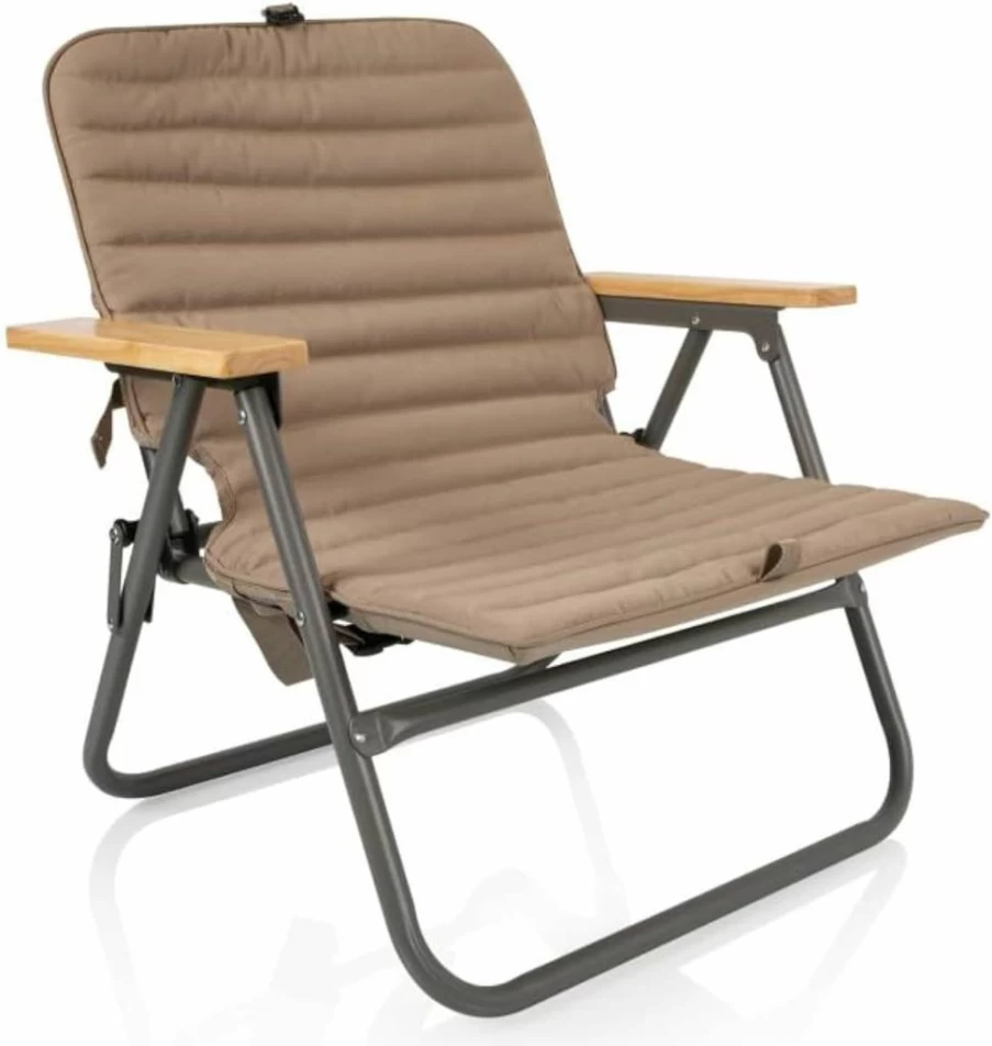 PICNIC TIME Descanso Portable Beach Chair - Lightweight Low Profile Camping Chair with Removable Washable Cover, Backpack Straps for Easy Carry