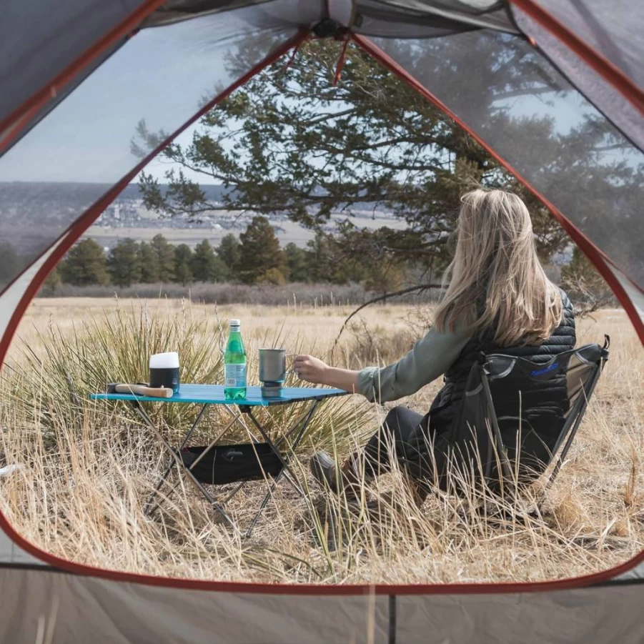 TREKOLOGY Ultralight Folding Camping Chair with Sand Mat - Portable Beach Chair for Hiking, Backpacking & Outdoor Adventures - Compact, Lightweight & Includes Carry Bag