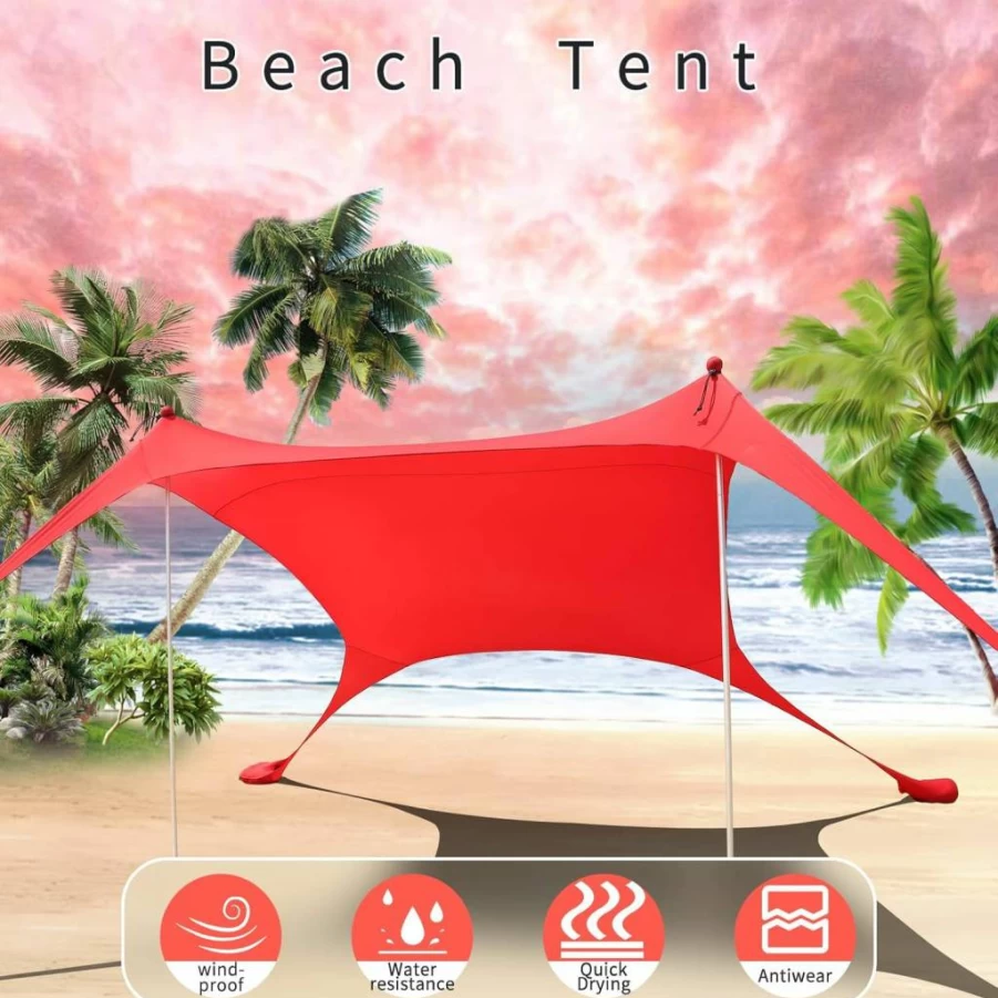 CUUPO 7 Ft Beach Tent Sun Shelter with UPF 50+ UV Protection, Portable Outdoor Canopy for Camping, Beach, Fishing, Backyard, and Picnics