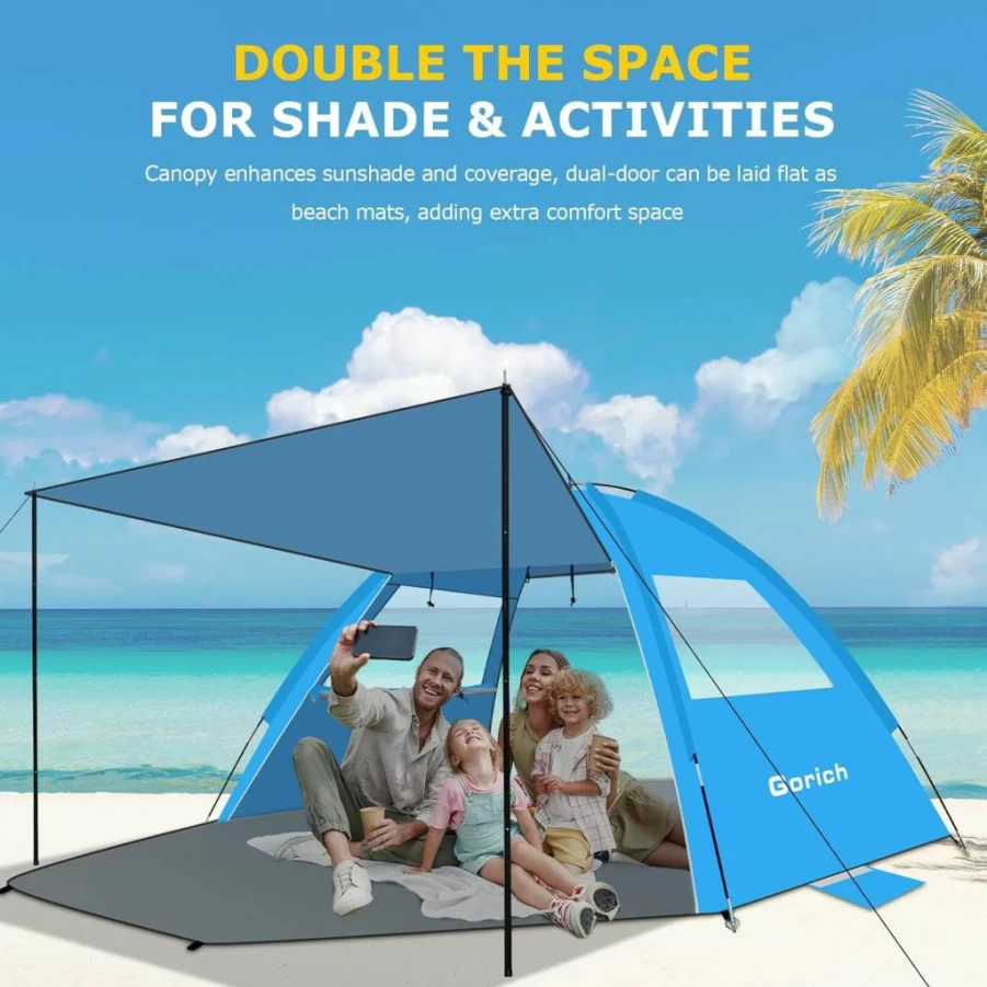 Gorich 3-8 Person Beach Tent with UPF 50+ Canopy - Lightweight Portable Sun Shelter for Family Travel, Easy Setup Cabana for Outdoor Adventures