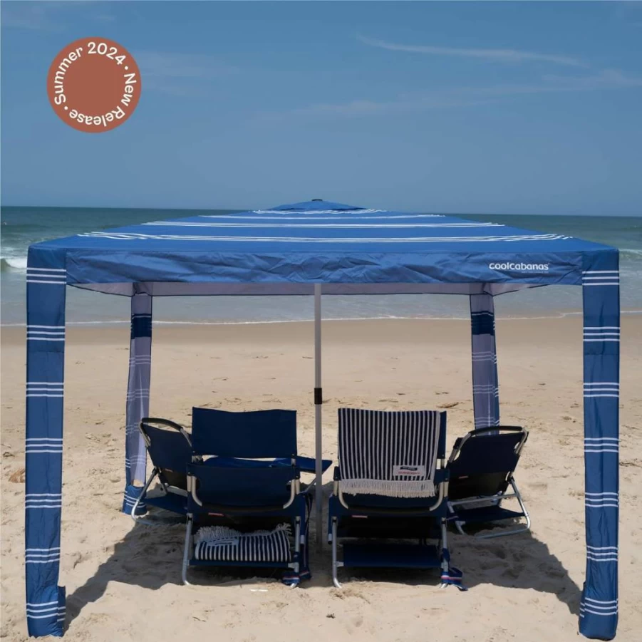 CoolCabanas Beach Shade Tent - UPF 50+ Sun Protection, Easy Setup & Portable, Family-Sized Canopy in Byron Blue, Medium - Wind Resistant Design for Outdoor Adventures
