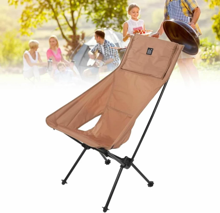 YDuupxe Portable Folding Camping Chair - Lightweight Backpacking Chair for Outdoor, Beach, Picnic, and Travel (Sand Color)