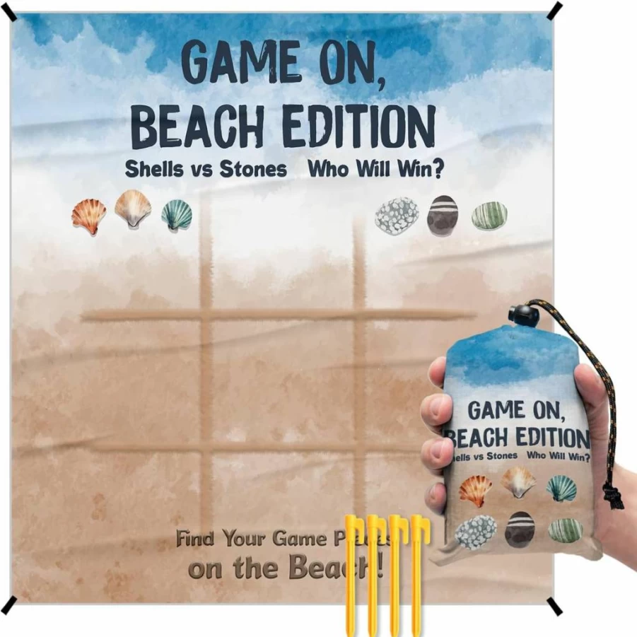Xmsaitar Waterproof Sandproof Beach Blanket 55x60 Inch - Portable Coastal Picnic Mat for Outdoor Camping, Travel, RV, Kids Gifts, Seashell Design